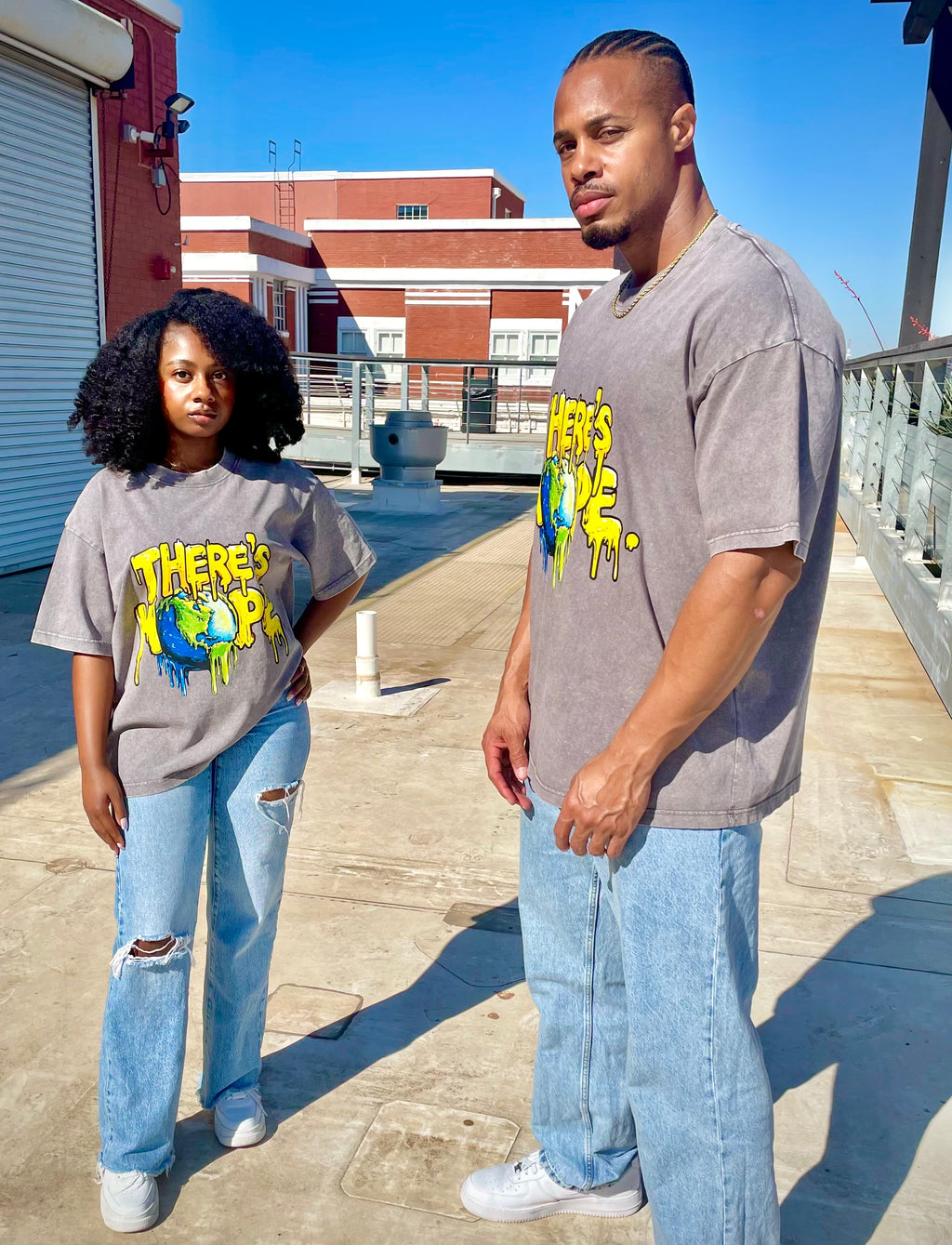 There's Hope WORLD TEE - Acid Washed Gray