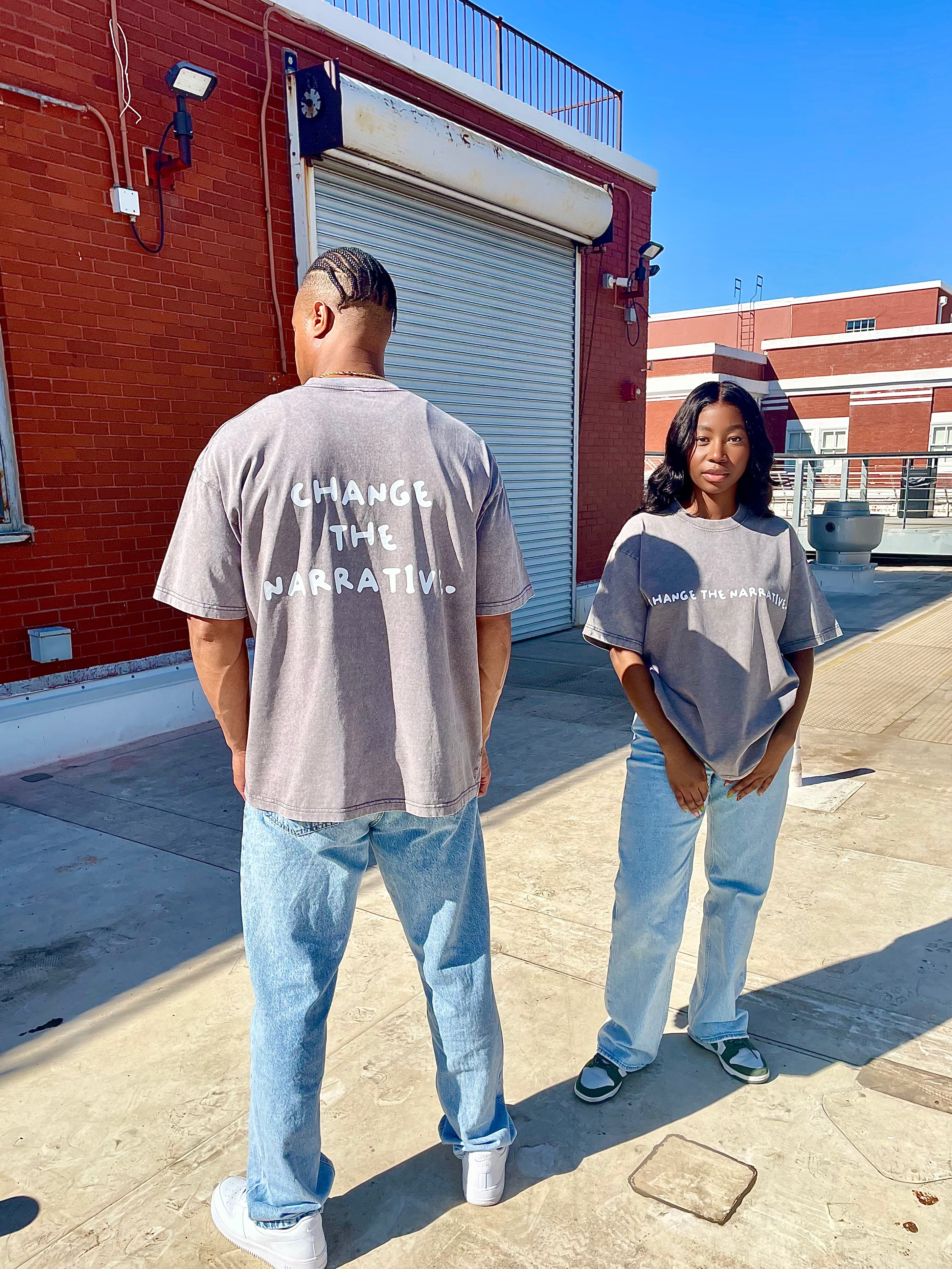 Change The Narrative TEE - Acid Washed Gray