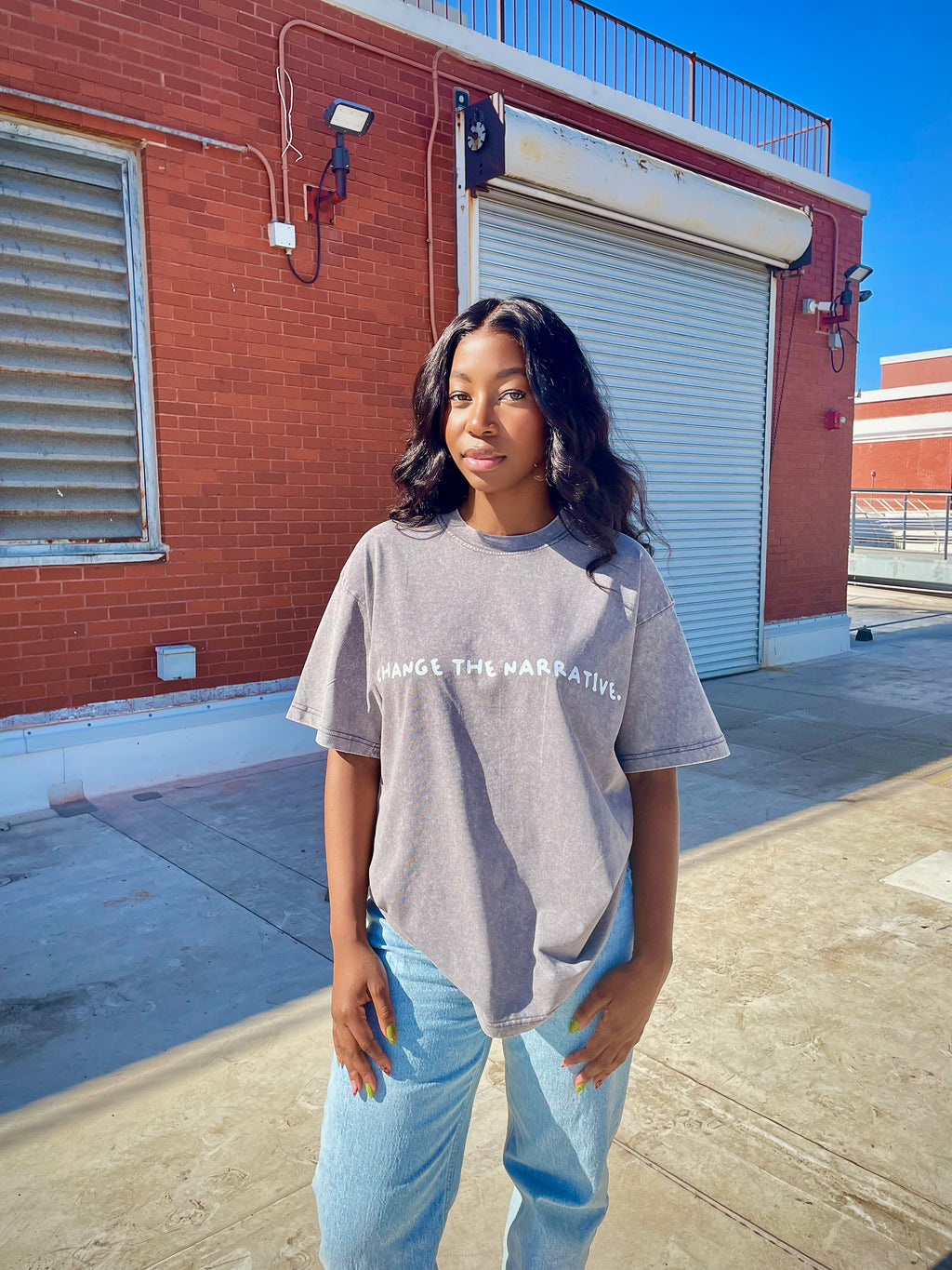 Change The Narrative TEE - Acid Washed Gray