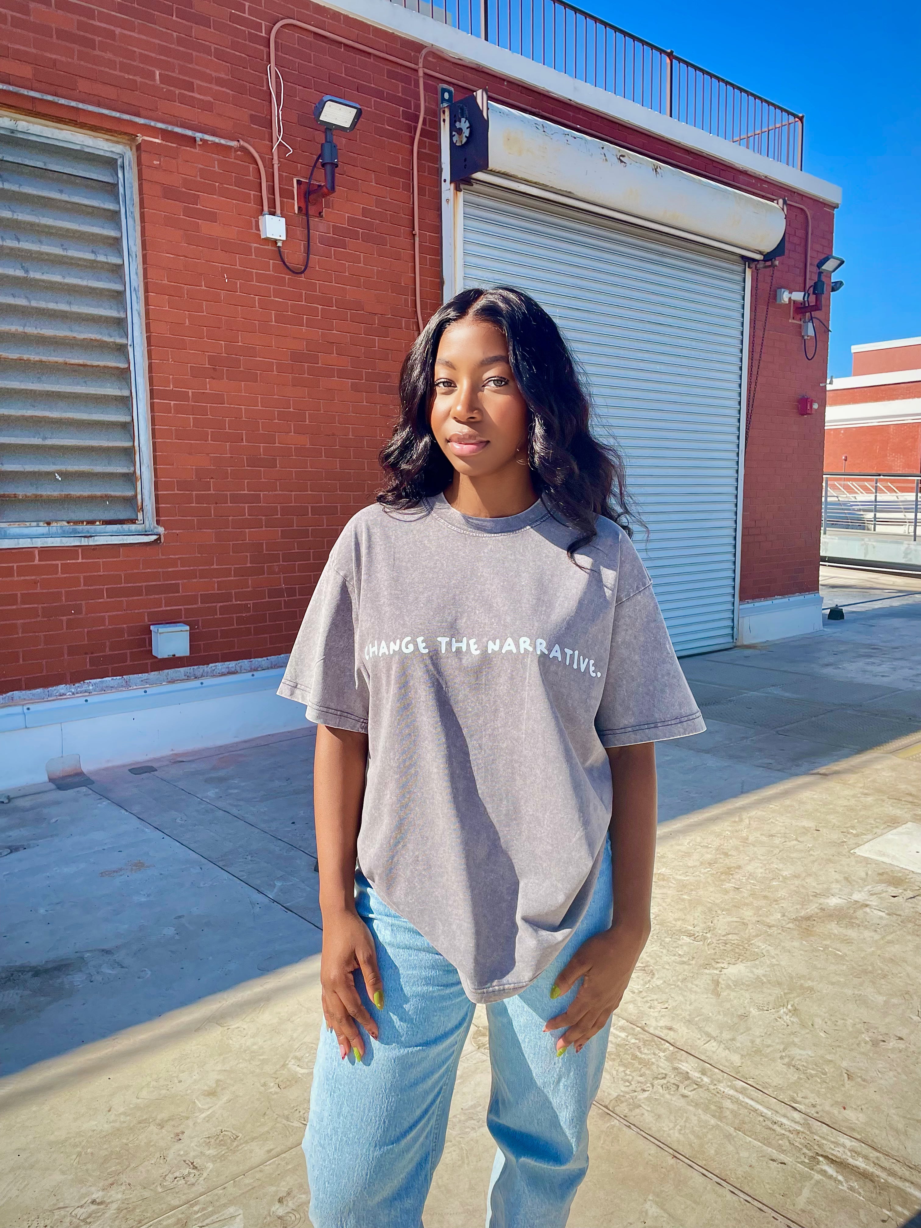 Change The Narrative TEE - Acid Washed Gray