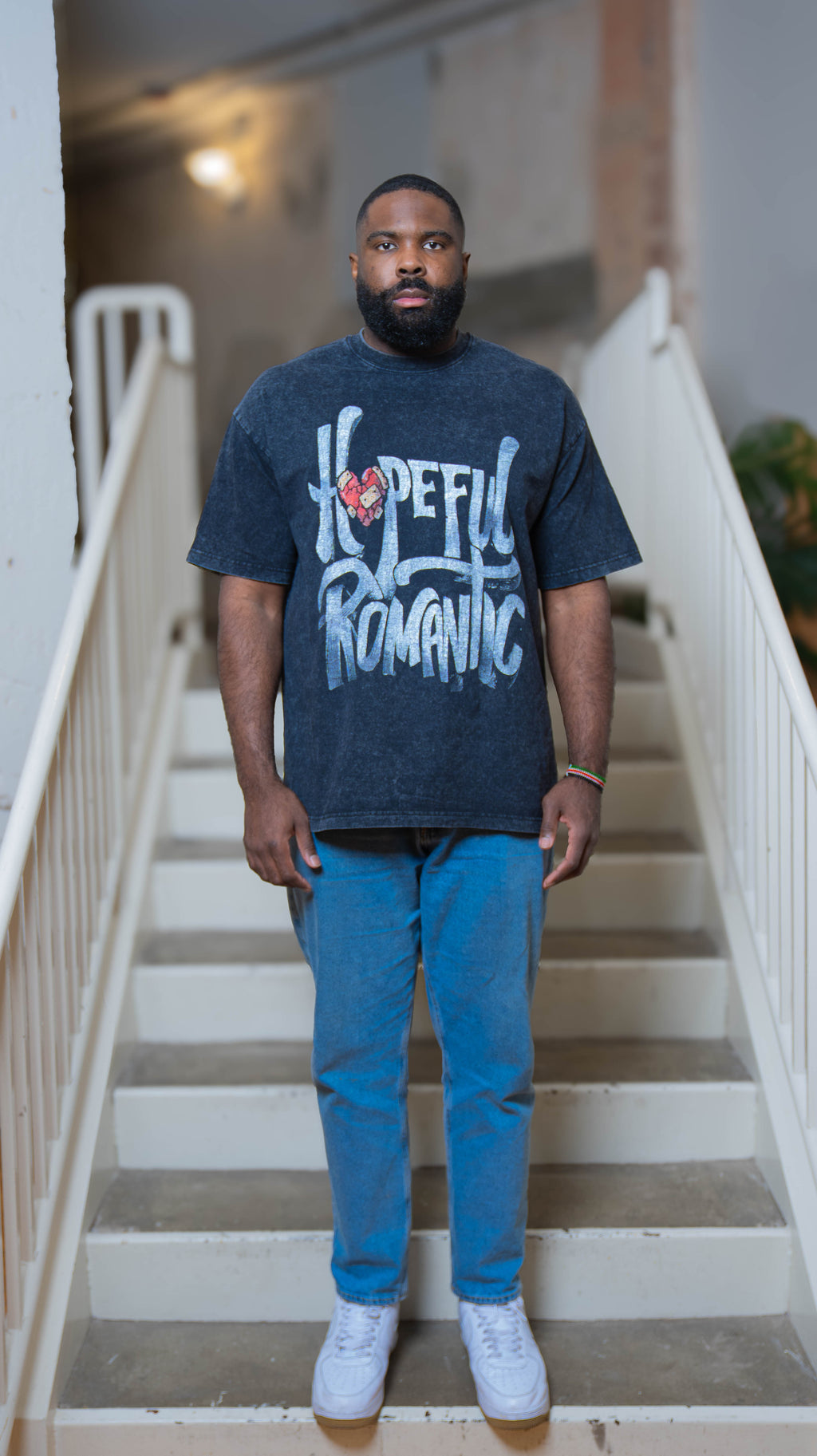 Hopeful Romantic Tee - Oversized Black Acid Wash
