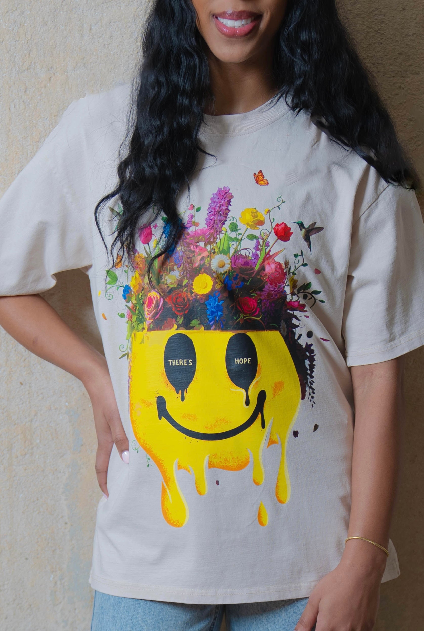 Blossoming Mind OVERSIZED Tee - Tan